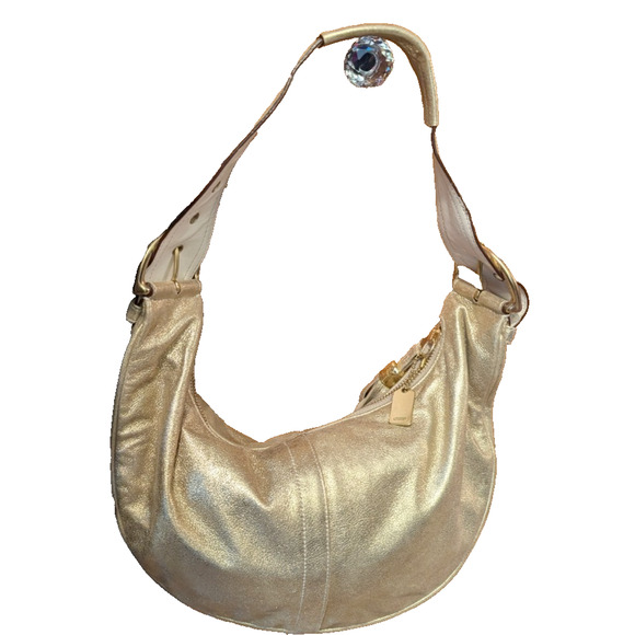 NEW Coach Soho Y2K Goat Suede Dust Metallic Gold Hobo Bag 3673 NWOT - Picture 3 of 5